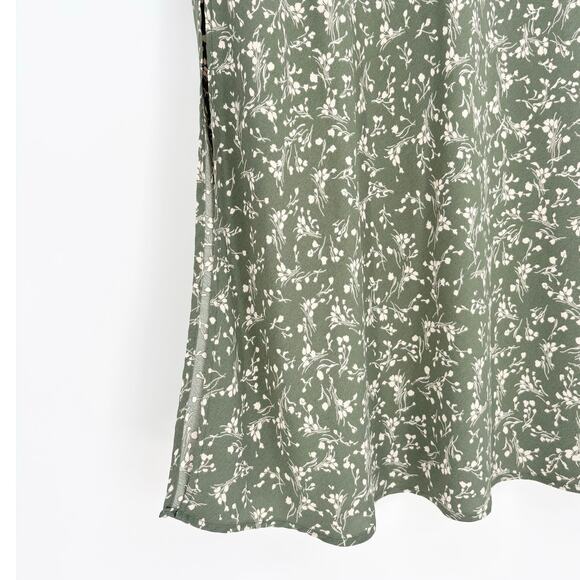 Altar'd State Moss Green Floral 90's Y2K Side Slit Maxi Skirt Size XXL - Picture 4 of 6